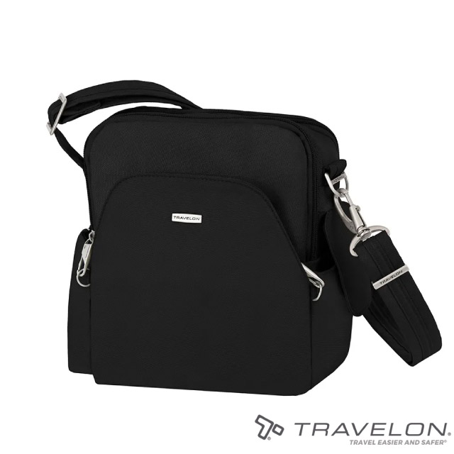  【Travelon】CLASSIC防盜斜側包(20X24X9cm)/單肩包.胸包.RFID識別系統/TL-42224 黑✿30E010